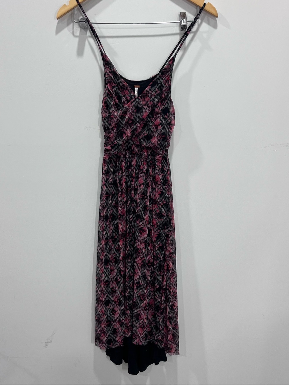 Free People Pink and Black Patterned Maxi Dress